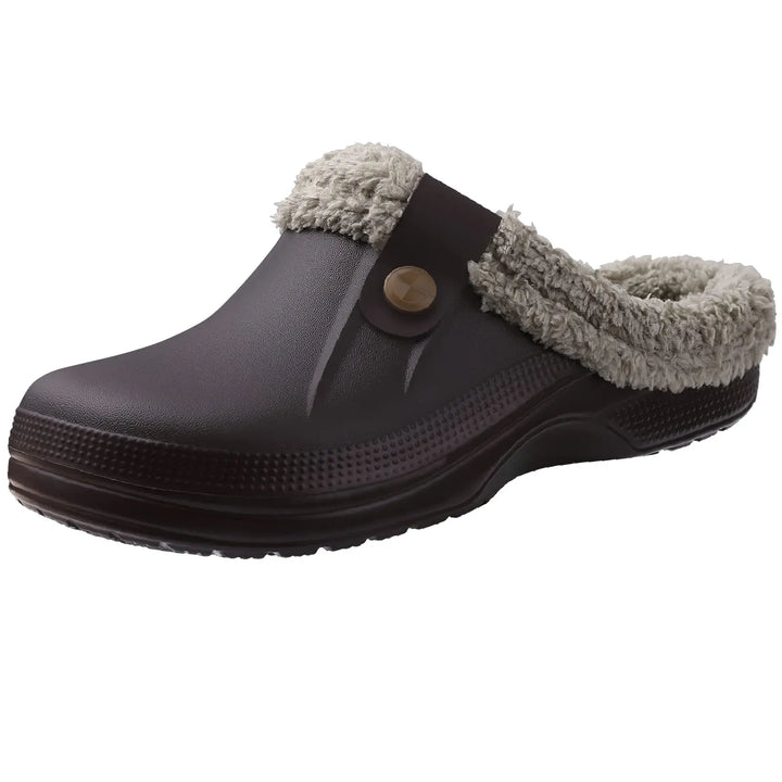 Sabots fourrés unisexe, chauds et antidérapants pour l'hiver, confort intérieur et extérieur.