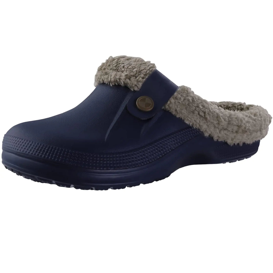 Pantoufles sabots unisexe, antidérapantes, en fourrure chaude pour un hiver douillet et sécurisé.