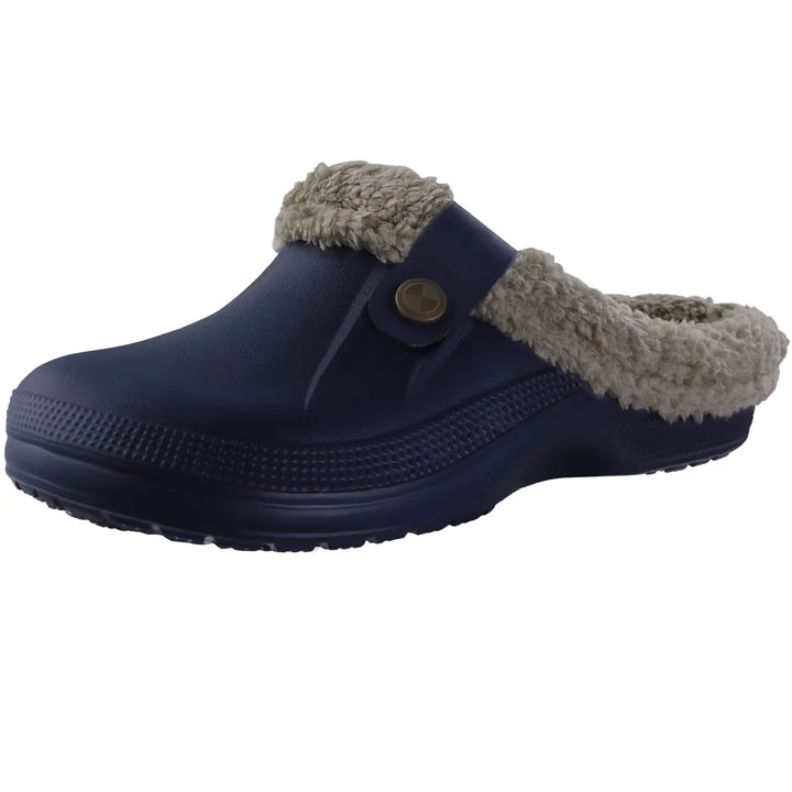 Pantoufles sabots unisexe, antidérapantes, en fourrure chaude pour un hiver douillet et sécurisé.