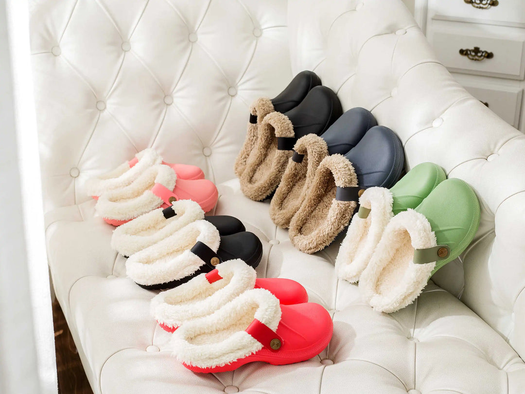 Chaussures sabots chaudes, antidérapantes, idéales pour intérieur ou extérieur, fourrure épaisse.