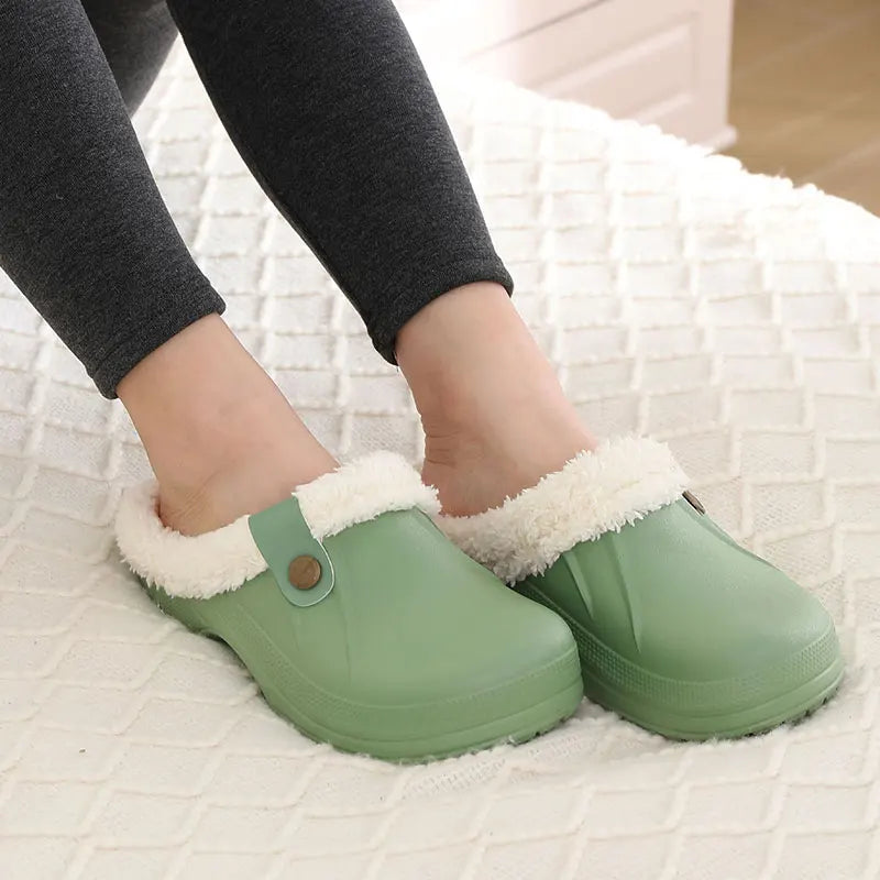 Sabots d'hiver douillets, antidérapants, confortables pour hommes et femmes, doublure en fourrure.