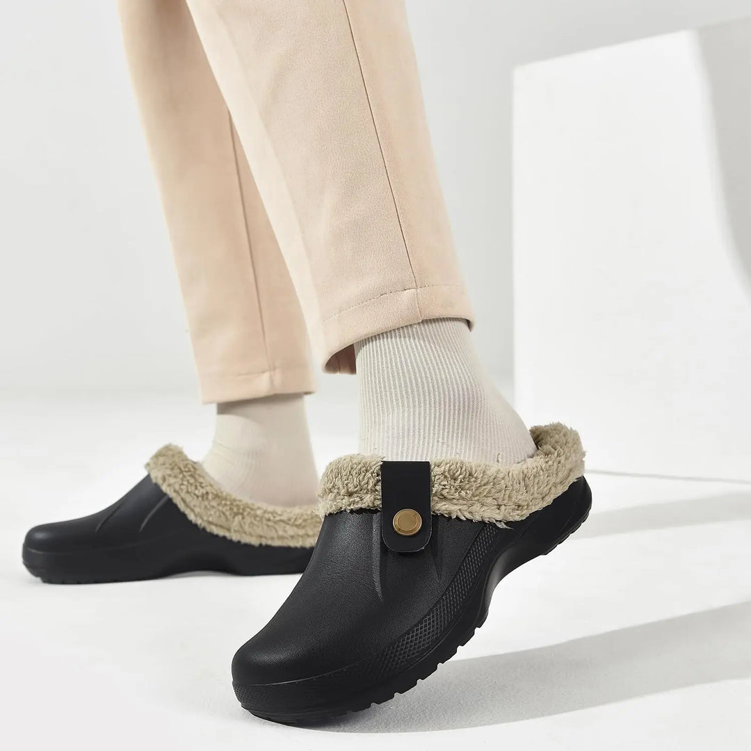 Sabots fourrés antidérapants, chauds et confortables pour un usage quotidien unisexe.