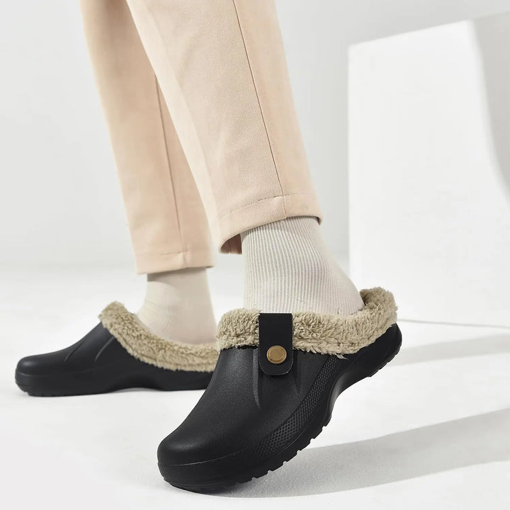 Sabots fourrés antidérapants, chauds et confortables pour un usage quotidien unisexe.