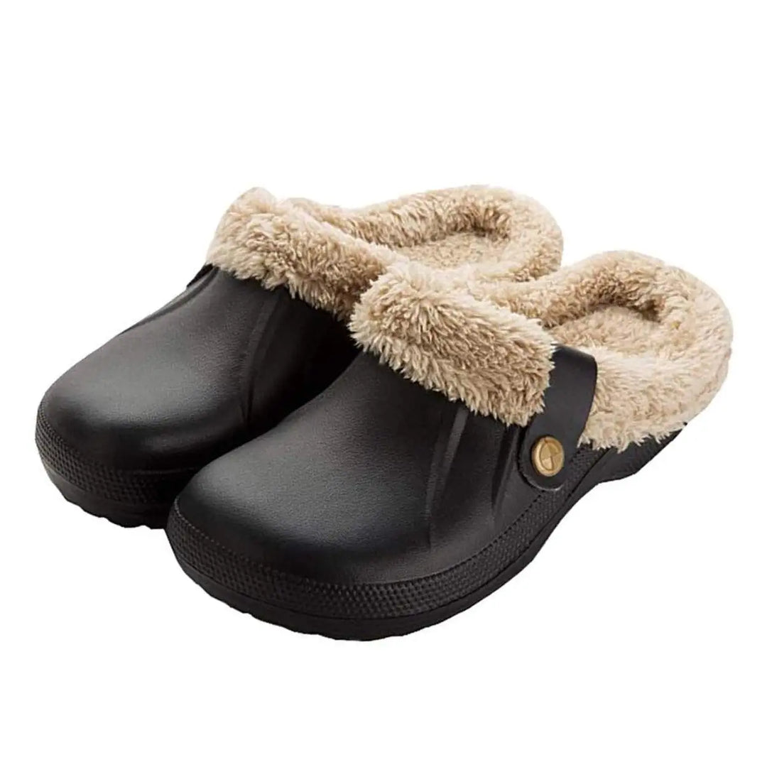 Sabots chauds pour hommes, doublure fourrée, semelle antidérapante, idéals pour l'hiver intérieur.