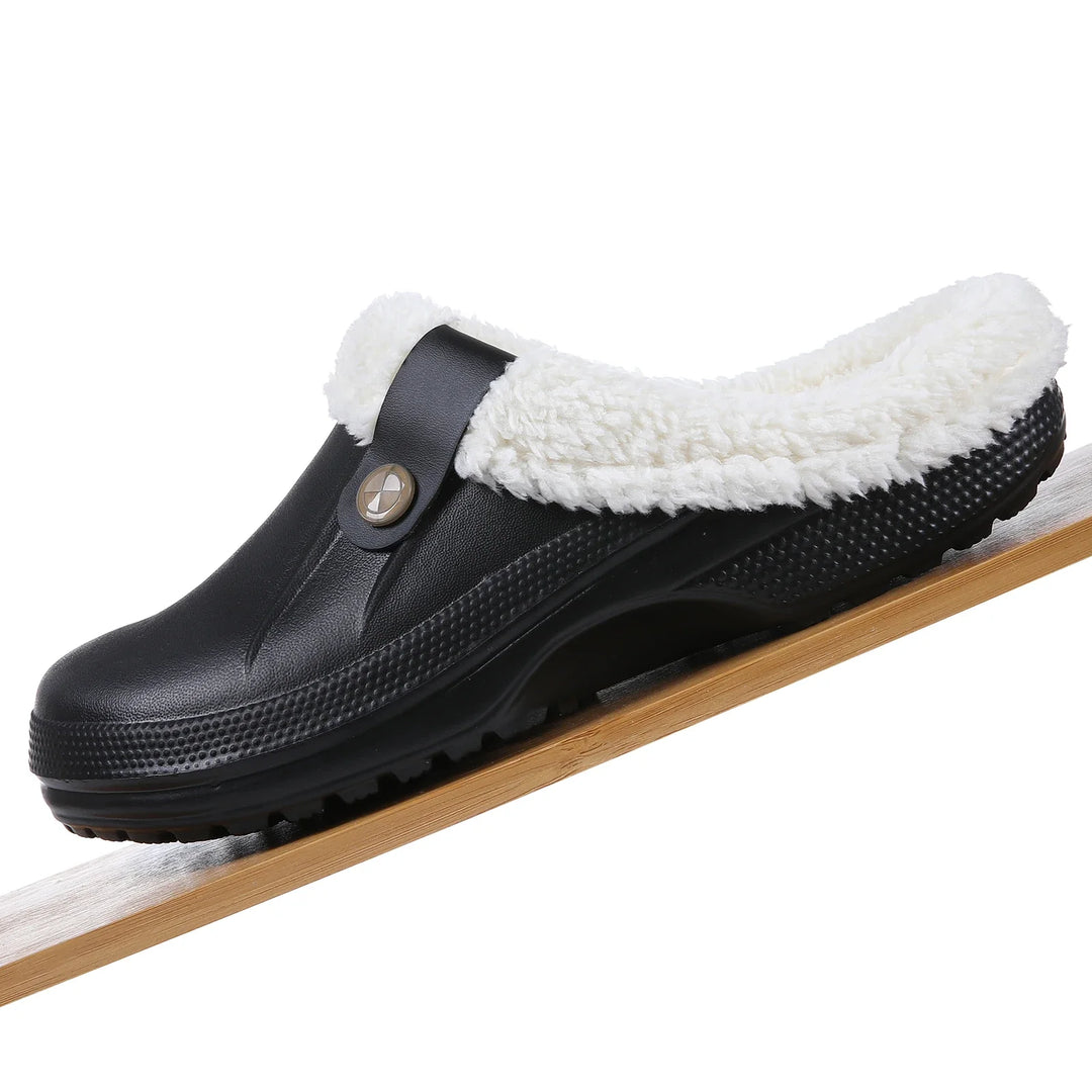 Chaussures sabots fourrées, antidérapantes et confortables pour le froid, style unisexe.