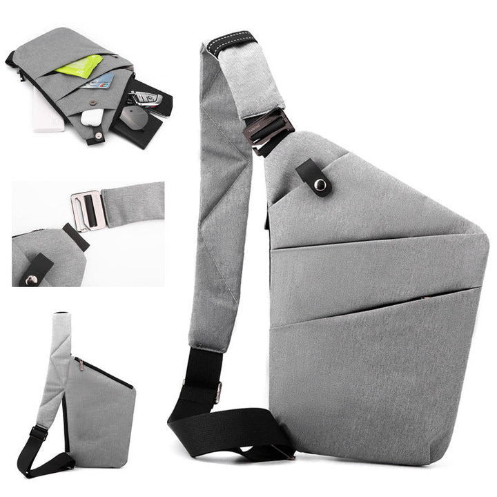 "Sac à bandoulière femme antivol, élégant, en tissu hydrofuge, design ergonomique, poches cachées, sécurité optimale."