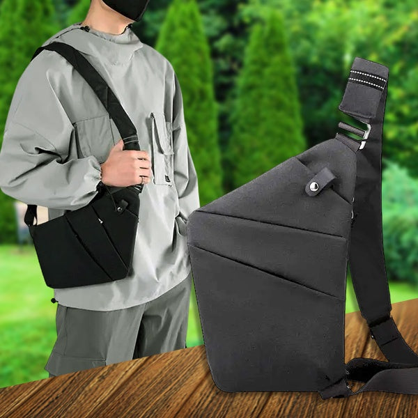 "Sac à bandoulière femme antivol, élégant, en tissu hydrofuge, design ergonomique, poches cachées, sécurité optimale."