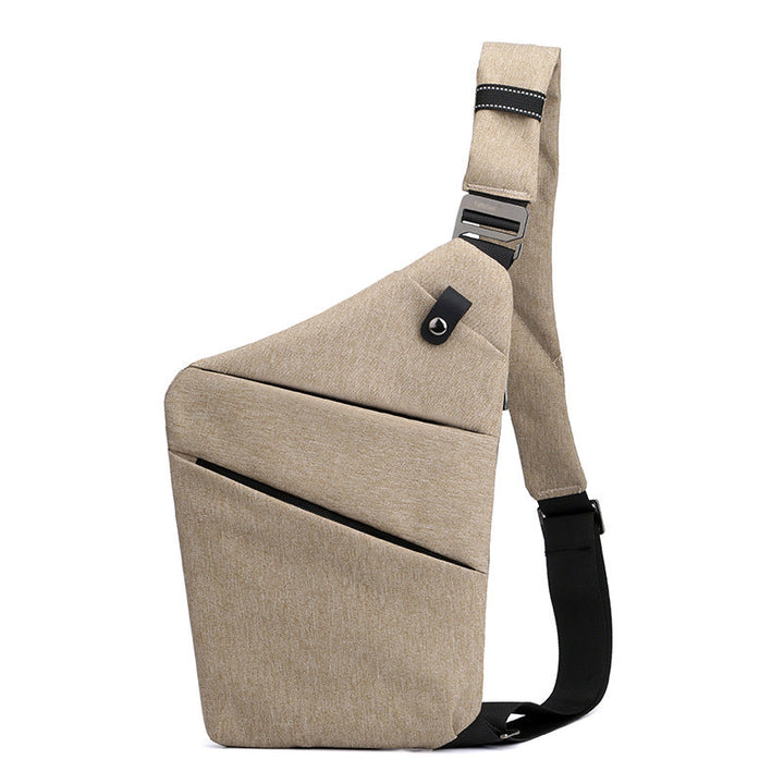 "Sac à bandoulière femme antivol, élégant, en tissu hydrofuge, design ergonomique, poches cachées, sécurité optimale."