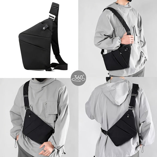 "Sac à bandoulière femme antivol, élégant, en tissu hydrofuge, design ergonomique, poches cachées, sécurité optimale."