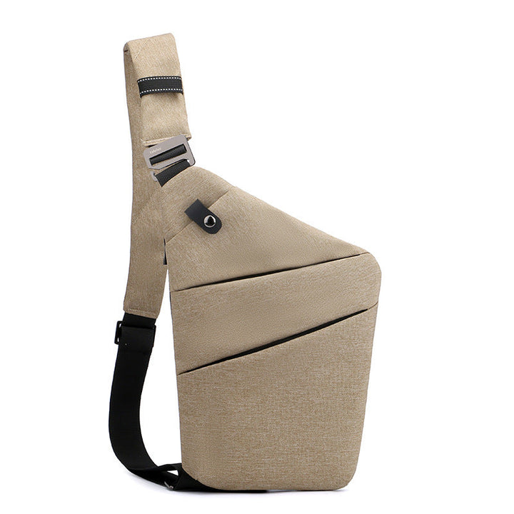 "Sac à bandoulière femme antivol, élégant, en tissu hydrofuge, design ergonomique, poches cachées, sécurité optimale."
