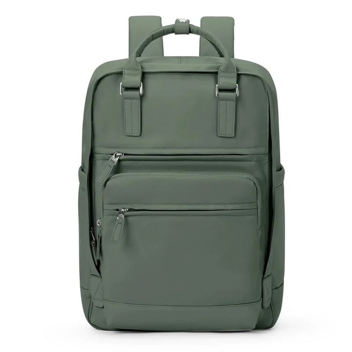 Sac à dos chic femme en nylon bleu, spacieux et élégant, idéal pour travail et voyages. Résistant et imperméable.