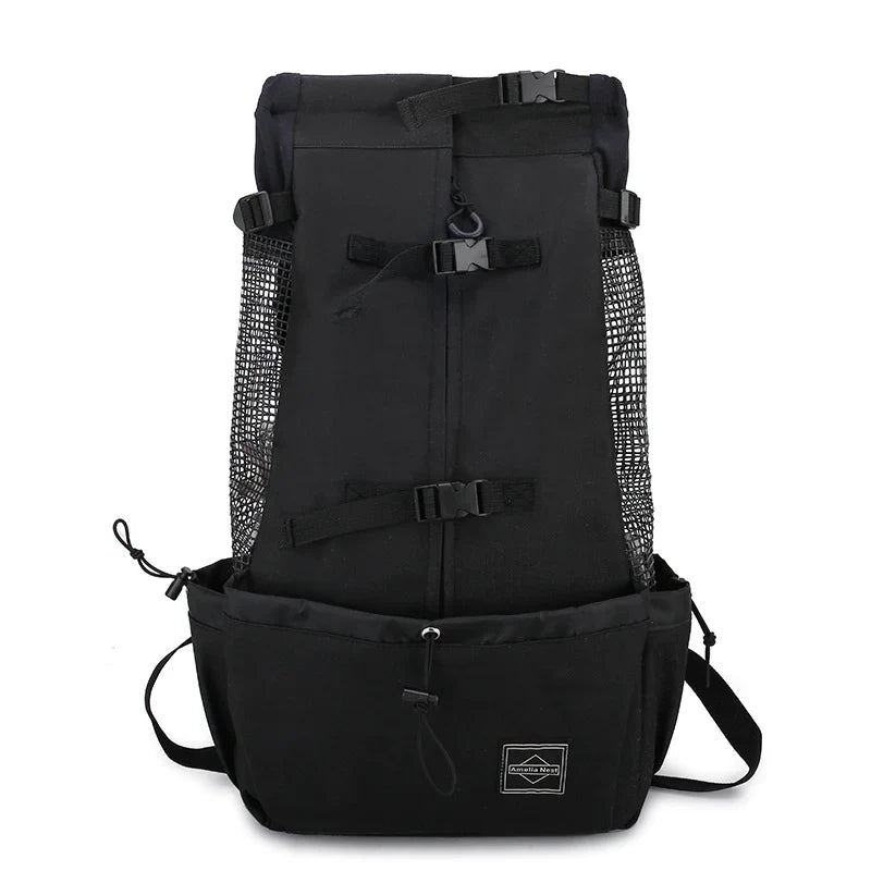 Sac à dos confortable pour chien, transport animal sécurisé. Design ergonomique, matériaux respirants.