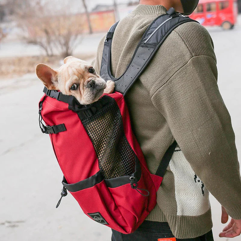 Sac à dos confortable pour chien, transport animal sécurisé. Design ergonomique, matériaux respirants.