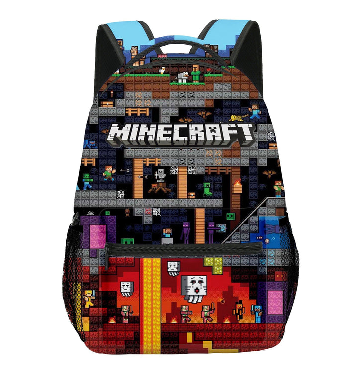 Sac à dos enfant, motifs Minecraft.  Design ludique, compartiments multiples, bretelles réglables.  Parfait pour l'école.