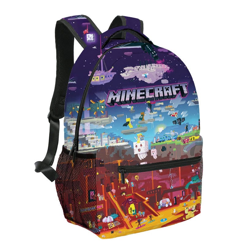 Sac à dos enfant, motifs Minecraft.  Design ludique, compartiments multiples, bretelles réglables.  Parfait pour l'école.