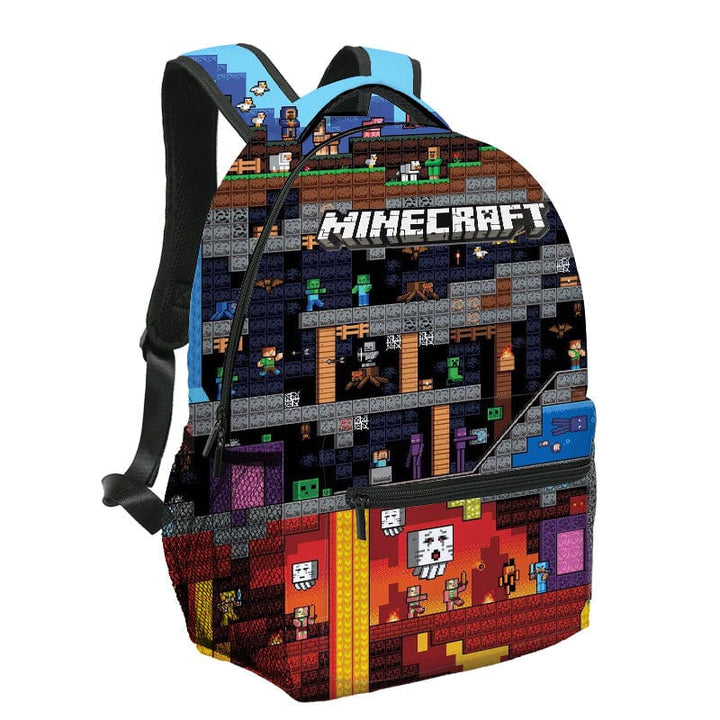 Sac à dos enfant, motifs Minecraft.  Design ludique, compartiments multiples, bretelles réglables.  Parfait pour l'école.