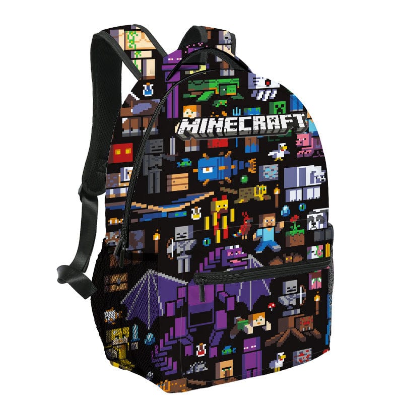 Sac à dos enfant, motifs Minecraft.  Design ludique, compartiments multiples, bretelles réglables.  Parfait pour l'école.