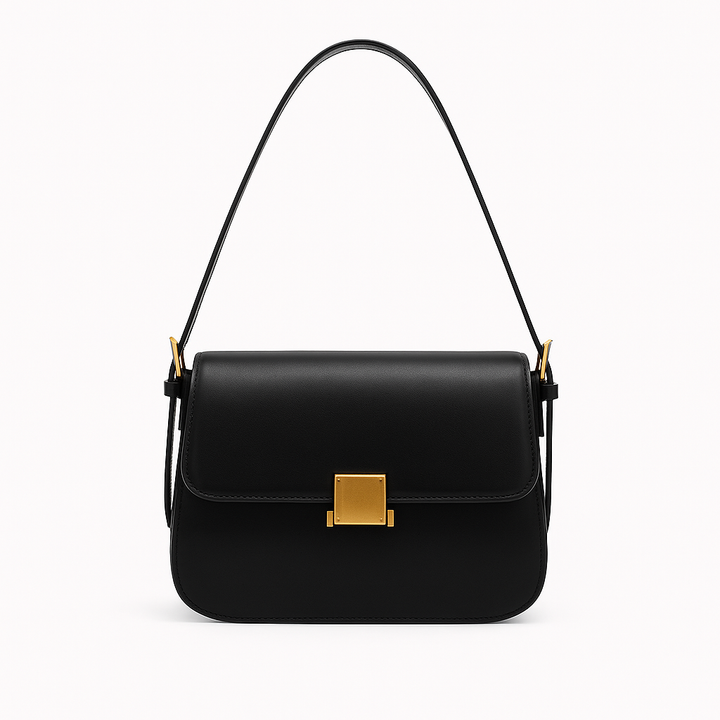 "Sac à main en cuir véritable NOXA, élégant, polyvalent, beige, bandoulière réglable, détails luxueux, féminin et chic."