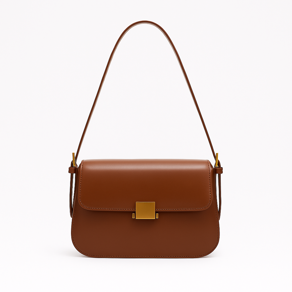 "Sac à main en cuir véritable NOXA, élégant, polyvalent, beige, bandoulière réglable, détails luxueux, féminin et chic."