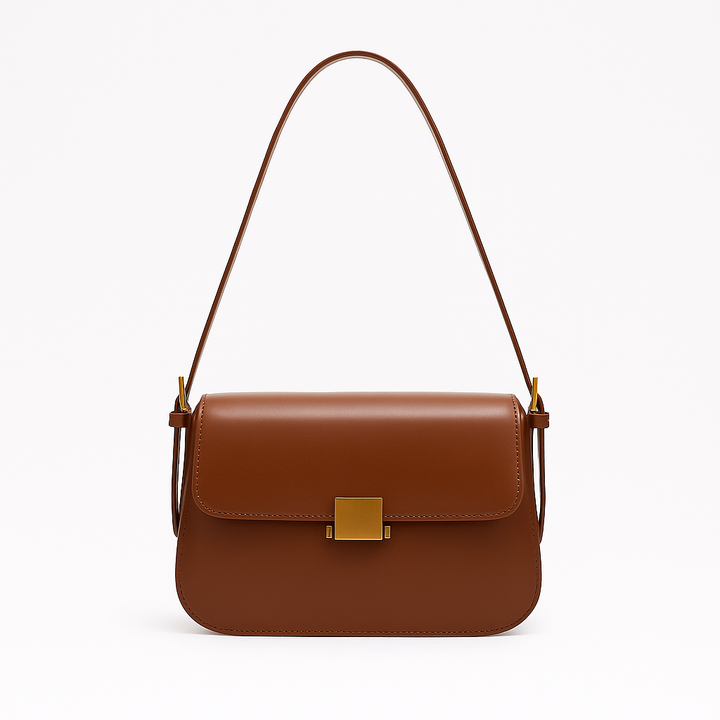 "Sac à main en cuir véritable NOXA, élégant, polyvalent, beige, bandoulière réglable, détails luxueux, féminin et chic."