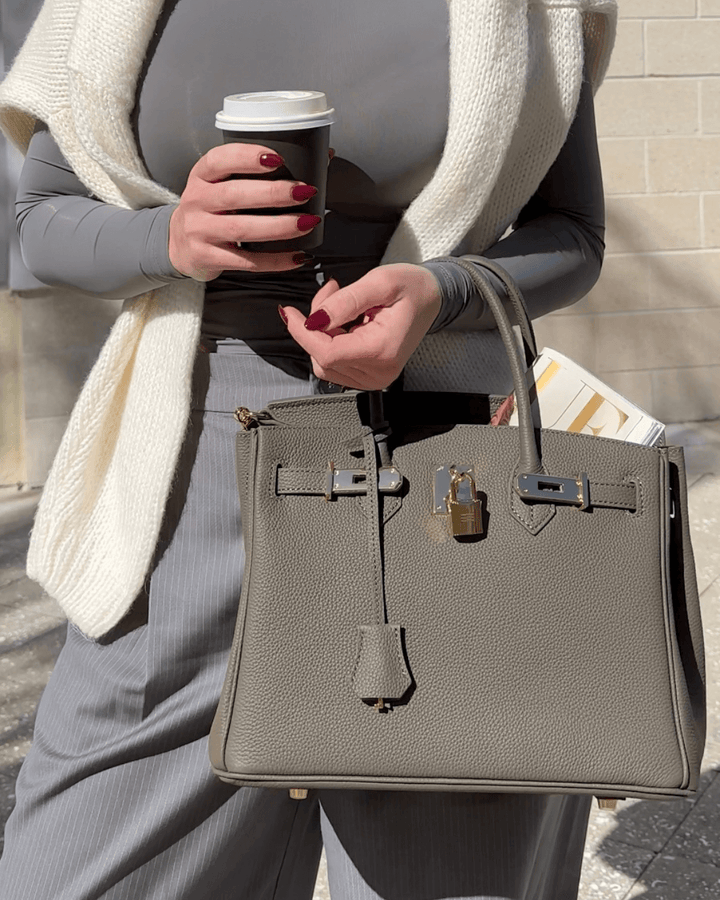 "Sac à main Evelina en cuir luxueux, design élégant avec détails modernes, intérieur spacieux, pour femme tendance."