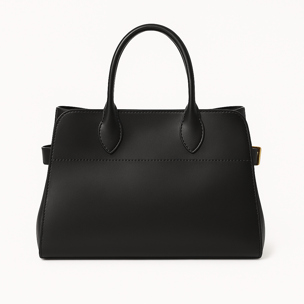 "Sac à main NOXA design minimaliste en cuir, vue avant, couleur noire; chic et structuré pour un style urbain et élégant."