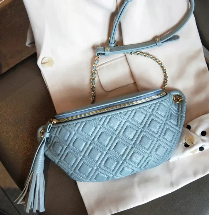 Collection de sacs bananes en cuir veritable (bleu, rose, blanc, noir), choix colores pour femmes