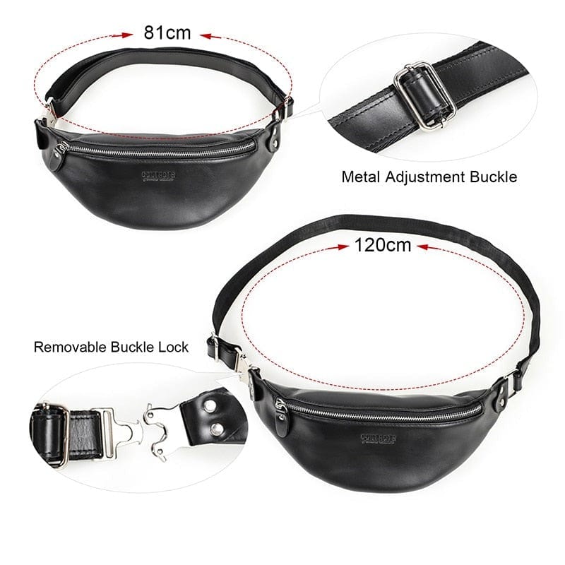 Sac banane en cuir de qualité supérieure pour homme, avec multiples compartiments pratiques