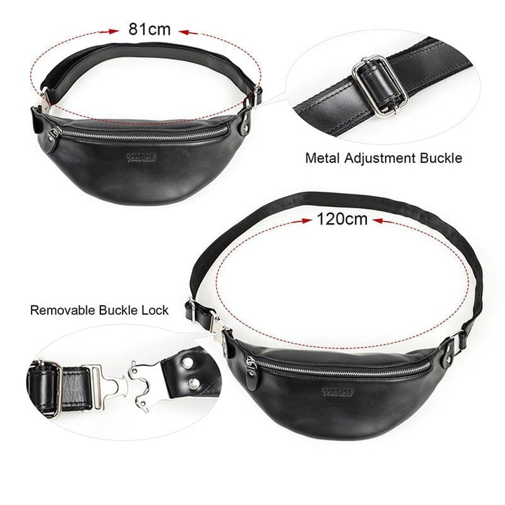 Sac banane en cuir de qualité supérieure pour homme, avec multiples compartiments pratiques