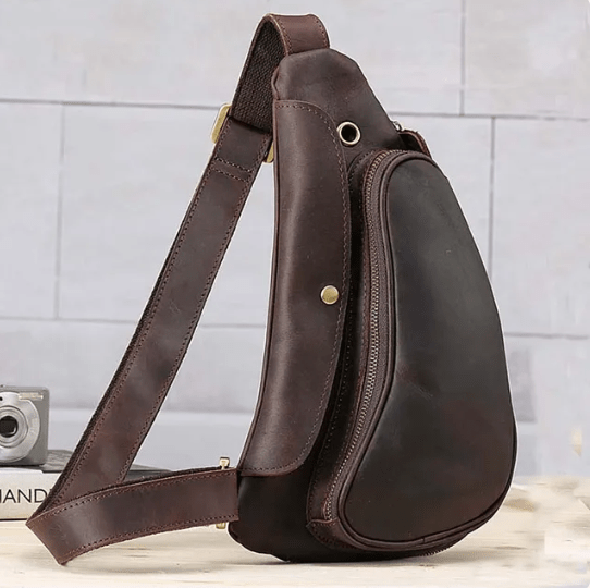 Sac banane en cuir véritable pour homme, style vintage, mode masculine