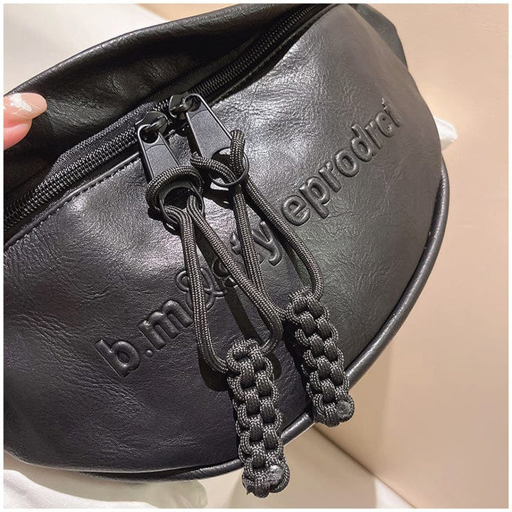 Sac banane noir pour femme, pratique et élégant, en cuir PU durable