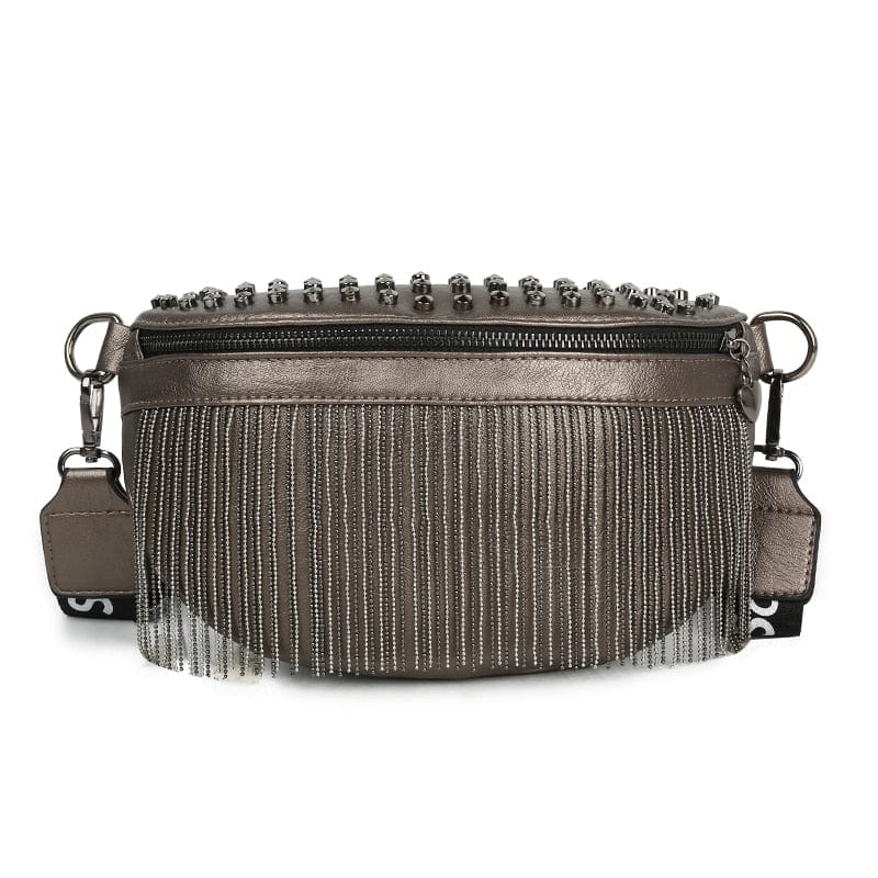 Sac banane vert en cuir PU, porté près du corps, parfait pour un transport sécurisé.