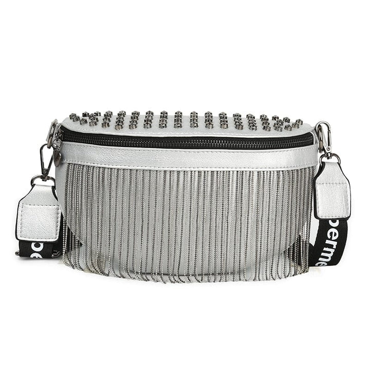 Sac banane blanc en cuir PU, accessoire polyvalent pour un confort optimal.