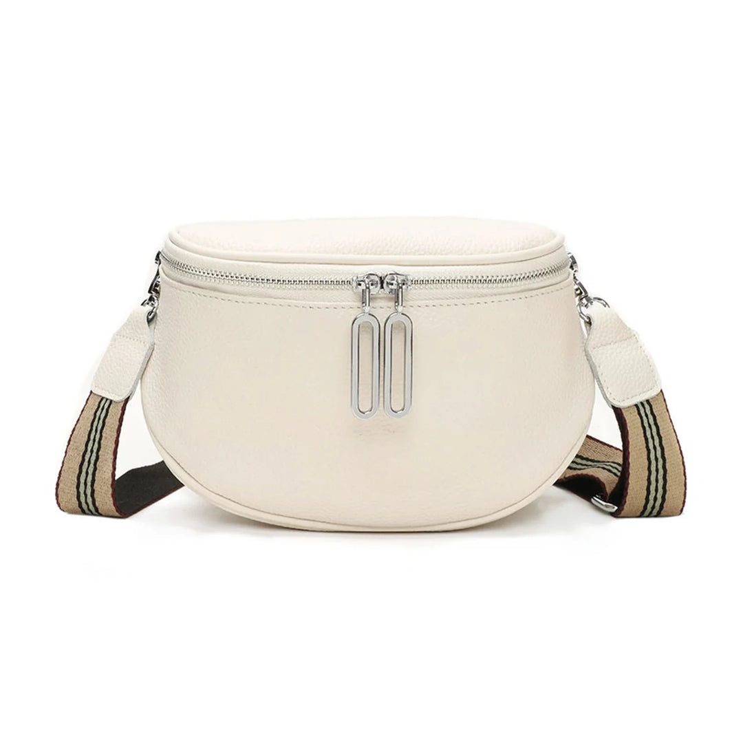Sac femme style banane en similicuir, accessoire chic et bien organisé pour la vie urbaine.