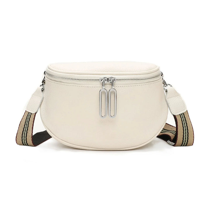 Sac femme style banane en similicuir, accessoire chic et bien organisé pour la vie urbaine.