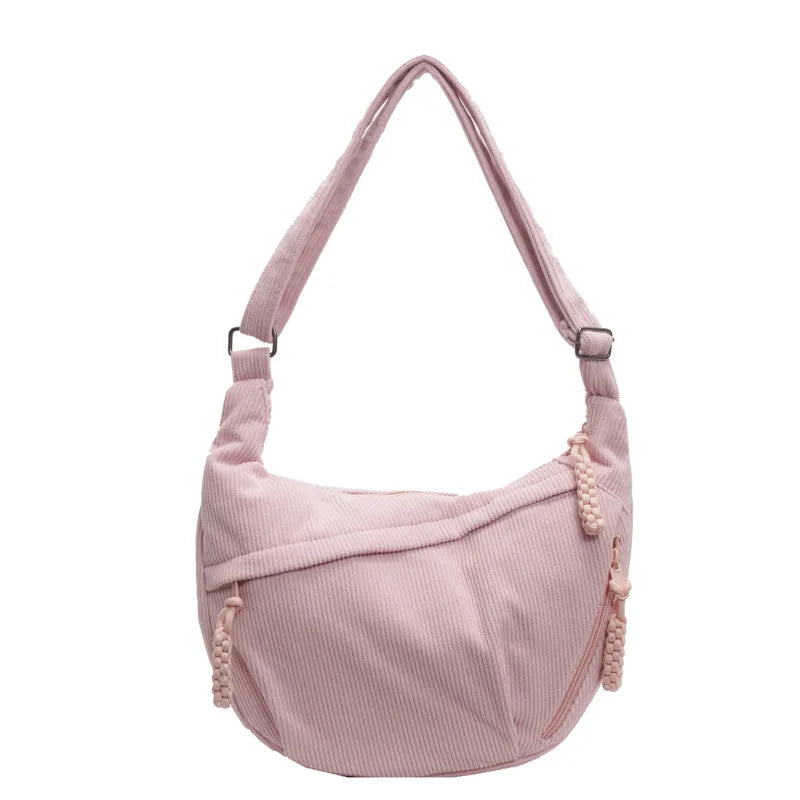 Sac banane femme en velours côtelé violet, très tendance, idéal pour les sorties