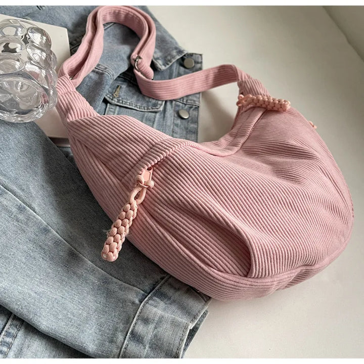 Sac banane femme velours côtelé vert, moderne et décontracté, pour accessoire mode