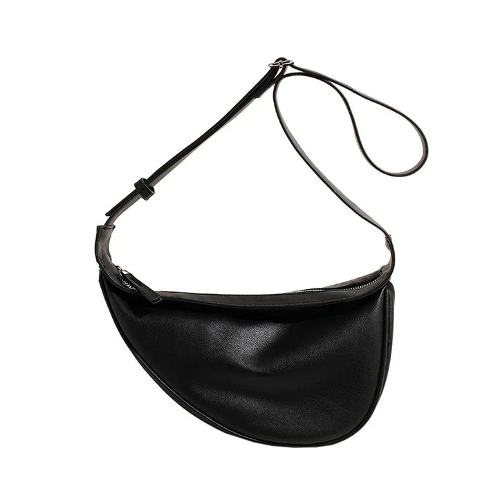 Sac banane femme chic, petit sac à main en cuir PU noir pour un style moderne et raffiné.