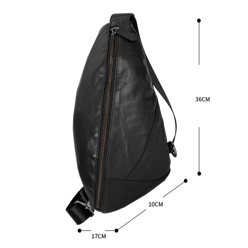 Sac banane homme en cuir véritable noir, accessoire pratique et élégant pour la ceinture.