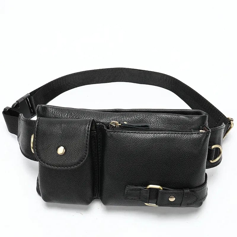 Sac banane Aurelio noir en cuir PU pour homme avec sangle ajustable, accessoire mode