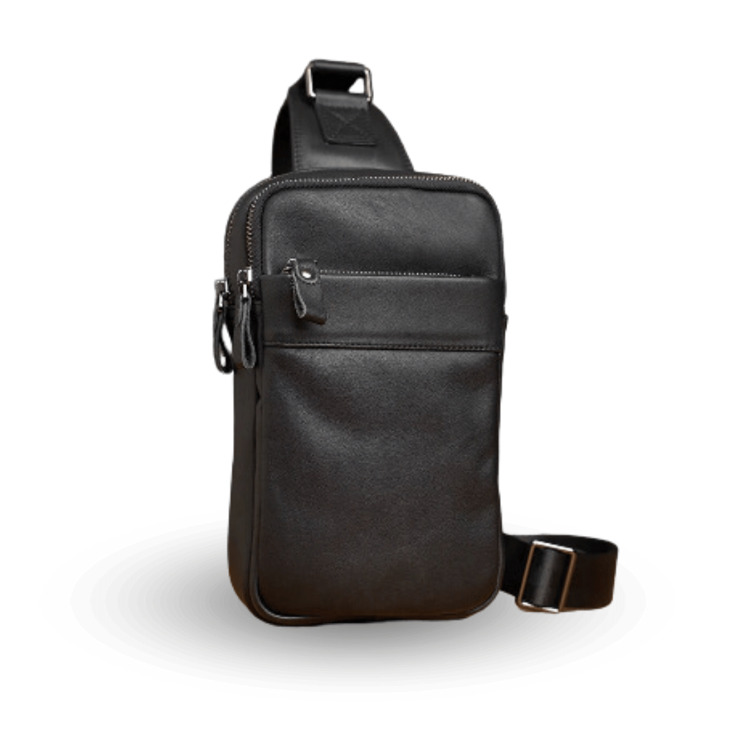 Sac banane homme tendance en cuir noir, élégant et pratique pour vos essentiels quotidiens