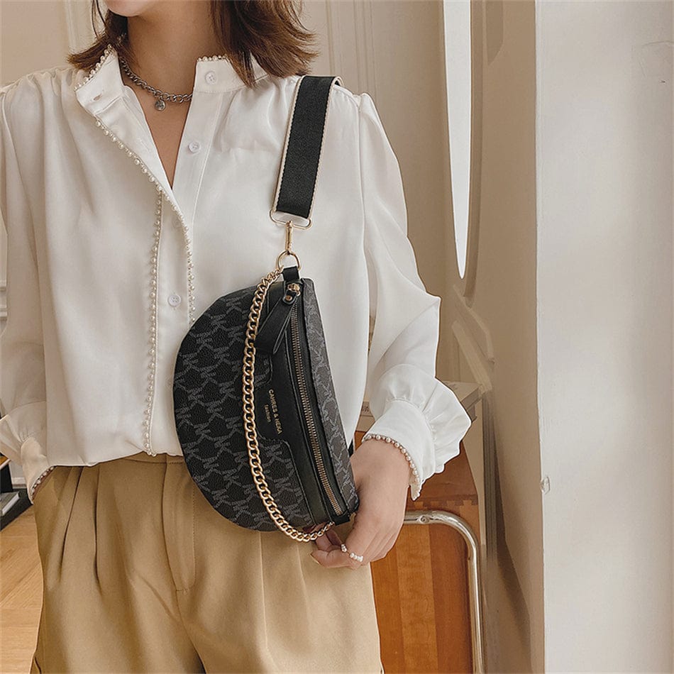 Sac banane vert sapin en cuir PU, design minimaliste, sac bandoulière pour femme moderne.