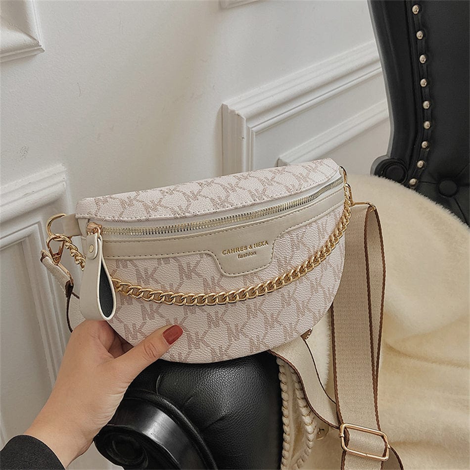 Sac banane femme en cuir PU matelassé, élégant et compact, idéal pour les essentiels quotidiens.