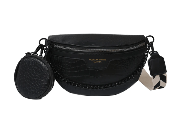 Sac banane bleu pour femme, en cuir vegan, parfait pour les sorties