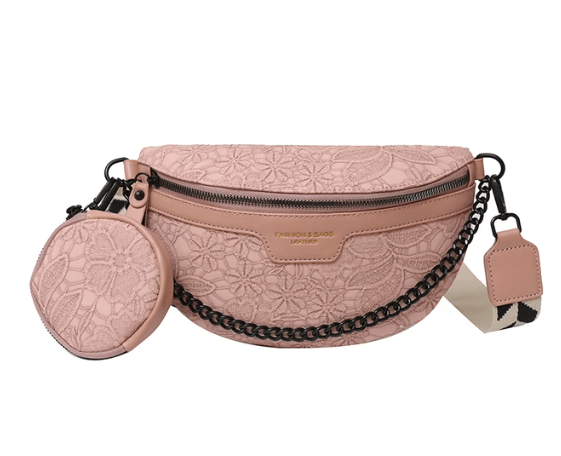 Sac banane rose en cuir vegan, un accessoire mode doux et moderne pour femme