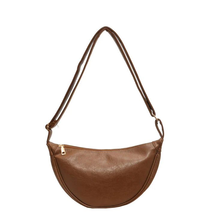 Sac banane de mode femme, couleur marron, avec fermeture éclair dorée, accessoire polyvalent