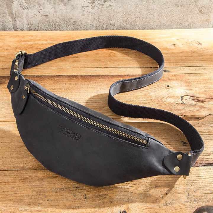 Sac banane homme Lyam en cuir marron vintage, accessoire de mode élégant et pratique