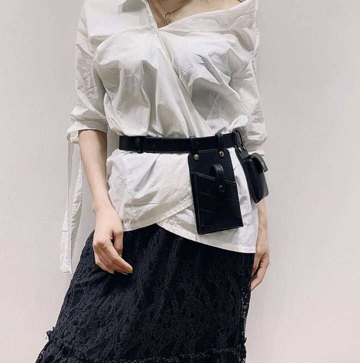 Sac banane Marianna élégant en cuir PU noir, parfait accessoire de mode pour femme