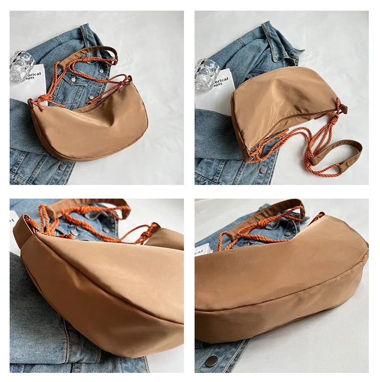 Sac ceinture femme en toile robuste, couleur bleu marine, idéal pour garder vos essentiels à portée de main.
