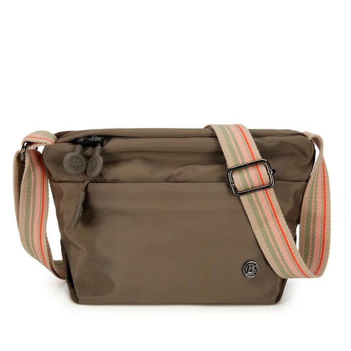 Sac banane marron clair en nylon, imperméable, léger, sac voyage femme, design discret